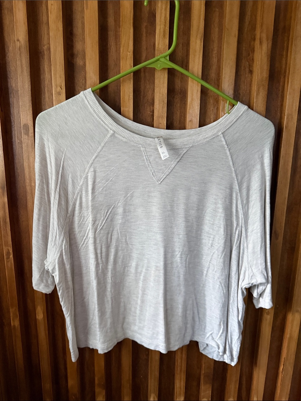 Fabletics Light Grey Wide Neck Cropped Modal T-Shirt. XL